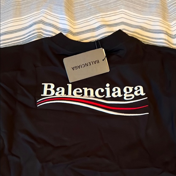 Balenciaga Black Tee with Red and White Accents - Picture 1 of 10